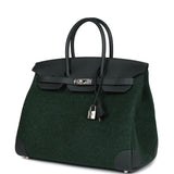 Hermes Birkin 35 Vert Anglais Feutre Wool and Vert Fonce Feutre Swift Palladium Hardware