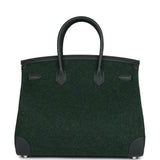 Hermes Birkin 35 Vert Anglais Feutre Wool and Vert Fonce Feutre Swift Palladium Hardware