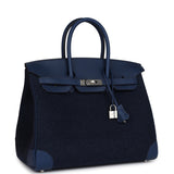 Hermes Birkin 35 Bleu Nuit Feutre Wool and Bleu De Malte Swift Palladium Hardware