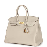 Hermes Birkin 35 Craie Togo Gold Hardware