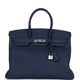 Hermes Birkin 35 Bleu Navy Togo Palladium Hardware