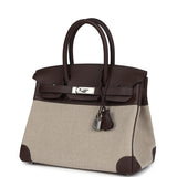 Hermes Birkin 30 Bivouac Ficelle Canvas and Moka Swift Palladium Hardware