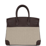 Hermes Birkin 30 Bivouac Ficelle Canvas and Moka Swift Palladium Hardware