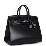 Hermes Birkin Sellier 25 Black Box Palladium Hardware