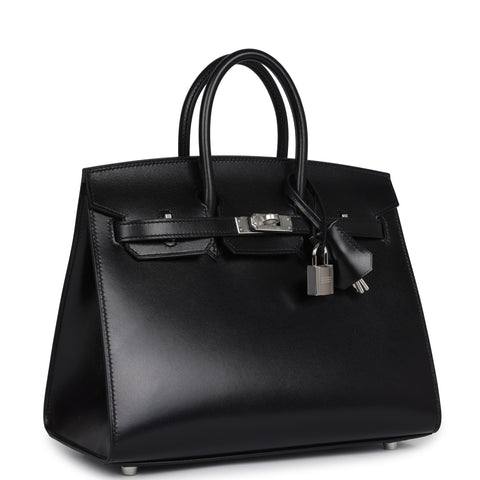 Hermes Birkin Sellier 25 Black Box Palladium Hardware