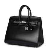 Hermes Birkin Sellier 25 Black Box Palladium Hardware