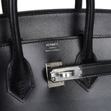 Hermes Birkin Sellier 25 Black Box Palladium Hardware