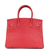 Pre-owned Hermes Birkin 30 Bougainvillea Ostrich Palladium Hardware