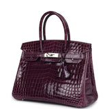 Pre-owned Hermes Birkin 30 Amethyst Shiny Niloticus Crocodile Palladium Hardware