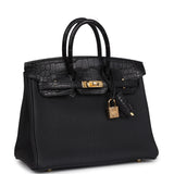 Hermes Birkin 25 Black Matte Alligator and Togo Touch Gold Hardware