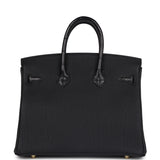 Hermes Birkin 25 Black Matte Alligator and Togo Touch Gold Hardware