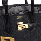 Hermes Birkin 25 Black Matte Alligator and Togo Touch Gold Hardware