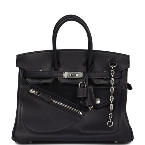 Hermes Limited Edition Birkin Rock 25 Black Volupto Palladium Hardware