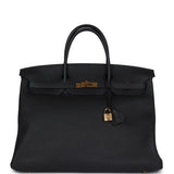 Pre-owned Hermes Birkin 40 Black Togo Gold Hardware