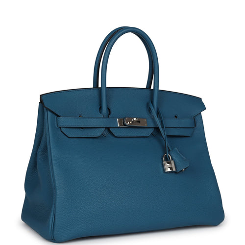 Pre-owned Hermes Birkin 35 Cobalt Togo Palladium Hardware