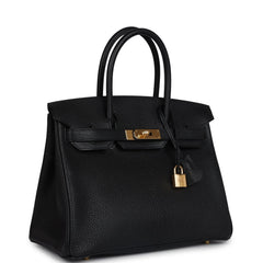 Pre-owned Hermes Birkin 30 Black Chevre Mysore Gold Hardware