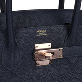 Hermes Birkin 30 Bleu Nuit Togo Rose Gold Hardware