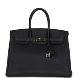 Pre-owned Hermes Birkin 35 Black Togo Palladium Hardware