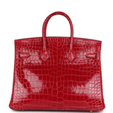 Hermes Birkin 25 Braise Shiny Porosus Crocodile Gold Hardware