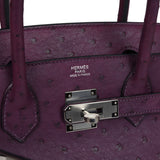 Pre-owned Hermes Birkin 30 Violet Ostrich Palladium Hardware