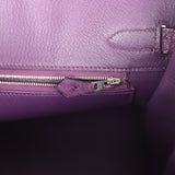 Pre-owned Hermes Birkin 30 Violet Ostrich Palladium Hardware