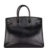 Pre-owned Hermes Birkin 35 Black Box Gold Hardware