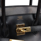 Pre-owned Hermes Birkin 35 Black Box Gold Hardware