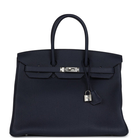 Hermes Birkin 35 Bleu Nuit Togo Palladium Hardware