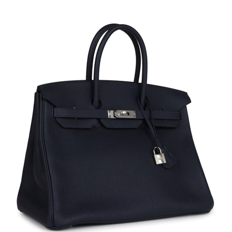 Hermes Birkin 35 Bleu Nuit Togo Palladium Hardware