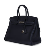 Hermes Birkin 35 Bleu Nuit Togo Palladium Hardware