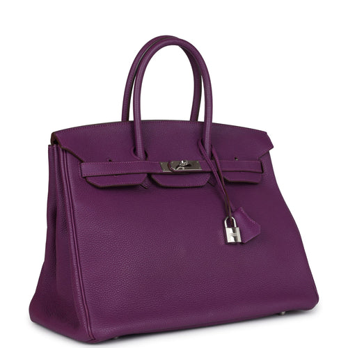 Pre-owned Hermes Birkin 35 Anemone Togo Palladium Hardware