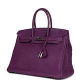 Pre-owned Birkin 35 Anemone Togo Palladium Hardware