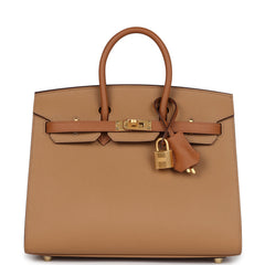 Hermes Special Order (HSS) Birkin 25 Gold, Biscuit Epsom Brushed Gold Hardware
