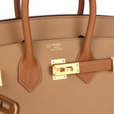 Hermes Special Order (HSS) Birkin 25 Gold and Biscuit Epsom Brushed Gold Hardware