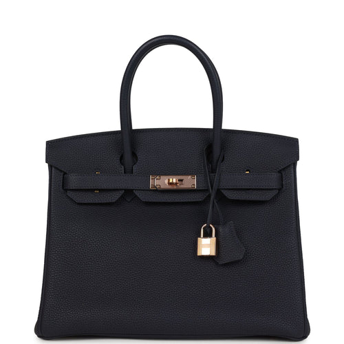 Hermes Birkin 30 Bleu Nuit Togo Rose Gold Hardware