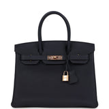 Hermes Birkin 30 Bleu Nuit Togo Rose Gold Hardware - Thumbnail View 1