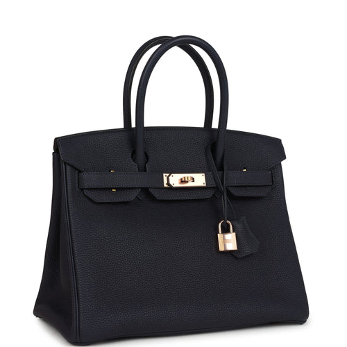Hermes Birkin 30 Bleu Nuit Togo Rose Gold Hardware