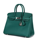 Pre-owned Hermes Birkin 25 Malachite Epsom Palladium Hardware