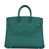 Pre-owned Hermes Birkin 25 Malachite Epsom Palladium Hardware