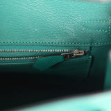 Pre-owned Hermes Birkin 25 Malachite Epsom Palladium Hardware