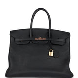 Pre-owned Hermes Birkin 35 Black Togo Rose Gold Hardware