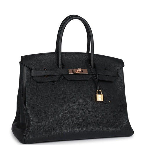 Pre-owned Hermes Birkin 35 Black Togo Rose Gold Hardware