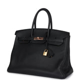 Pre-owned Hermes Birkin 35 Black Togo Rose Gold Hardware