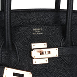 Pre-owned Hermes Birkin 35 Black Togo Rose Gold Hardware