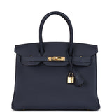 Hermes Birkin 30 Bleu Nuit Togo Gold Hardware