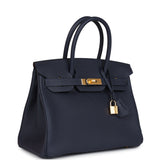 Hermes Birkin 30 Bleu Nuit Togo Gold Hardware