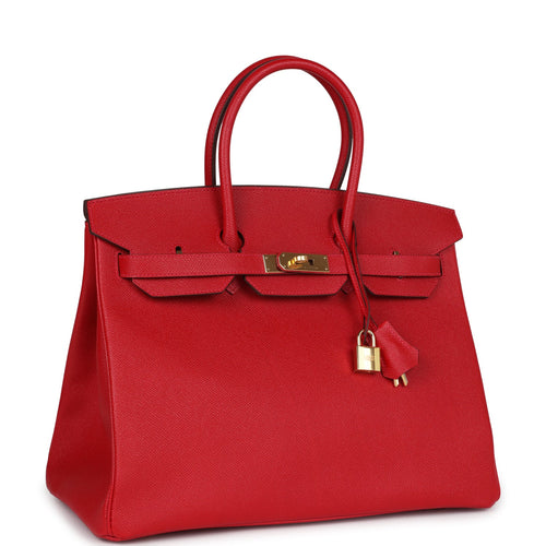Pre-owned Hermes Birkin 35 Rouge Casaque Epsom Gold Hardware