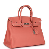 Pre-owned Hermes Birkin 35 Crevette Clemence Palladium Hardware