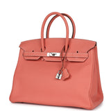 Pre-owned Hermes Birkin 35 Crevette Clemence Palladium Hardware