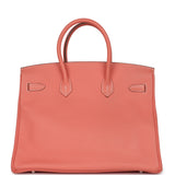 Pre-owned Hermes Birkin 35 Crevette Clemence Palladium Hardware